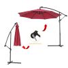 10 FT Solar LED Patio Outdoor Umbrella Hanging Cantilever Umbrella Offset Umbrella Easy Open Adustment with 24 LED Lights - Burgundy(D0102HEBE5Y)
