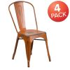 Commercial Grade 4 Pack Distressed Metal Indoor-Outdoor Stackable Chair(D0102HEI41A)