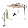 10 FT Solar LED Patio Outdoor Umbrella Hanging Cantilever Umbrella Offset Umbrella Easy Open Adustment with 24 LED Lights - tan(D0102HEBE5U)