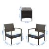 2pcs Arm Chairs 1pc Coffee Table, 3pcs Rattan Sofa Set Brown Gradient XH(D0102HEY4MW)