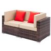 Outdoor Fully Equipped Weaving Ratt Fully Equipped Weaving Rattan Sofa Set with 2pcs Corner Sofas & 1 pcs Coffee Table  XH(D0102HE4FZV)