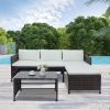 Outdoor 3pcs 1 Double Seat 1 Chaise Seat 1 Coffee Table Combination Sofa Rattan Sofa Set  XH(D0102HEY42Y)