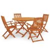 5 Piece Folding Outdoor Dining Set Solid Eucalyptus Wood(D0102HPZLBG)