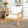 4 Pieces Patio Acacia Wood Thick Cushion Loveseat Sofa Set(D0102HP8X4W)