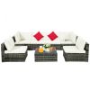 7 Pieces Rattan Sectional Sofa Set with Cushion for Patio Garden(D0102HHY1TJ)