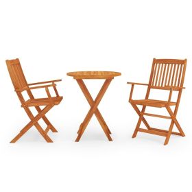 3 Piece Folding Outdoor Dining Set Solid Eucalyptus Wood(D0102HPZLCW)