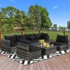 7 Pieces Rattan Sectional Sofa Set with Cushion for Patio Garden(D0102HHY146)