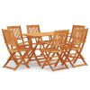 7 Piece Folding Outdoor Dining Set Solid Eucalyptus Wood(D0102HPZLJW)