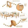 4 Pieces Patio Acacia Wood Thick Cushion Loveseat Sofa Set(D0102HP8X4W)