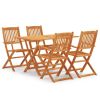 5 Piece Folding Outdoor Dining Set Solid Eucalyptus Wood(D0102HPZLJV)