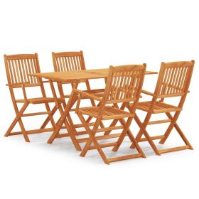 5 Piece Folding Outdoor Dining Set Solid Eucalyptus Wood(D0102HPZLJV)