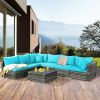 7 Pieces Rattan Sectional Sofa Set with Cushion for Patio Garden(D0102HHY1UX)