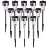12 Pcs LED Stainless Steel Outdoor Garden Solar Lights for Pathway Walkway Patio Yard Lawn Cool White XH(D0102HPZYB7)