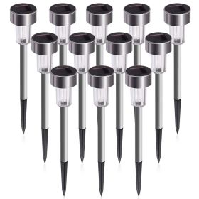 12 Pcs LED Stainless Steel Outdoor Garden Solar Lights for Pathway Walkway Patio Yard Lawn Cool White XH(D0102HPZYB7)