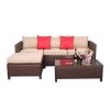 Outdoor 5-Piece Set patio furniture Sectional Sofa Sets All Weather Rattan Manual Wicker Conversation Set with Cushions and Table XH(D0102HEBCCY)