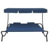 Outdoor Lounge Bed with Canopy and Pillows Blue(D0102HHHWFX)