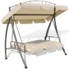 Outdoor Convertible Swing Bench with Canopy Sand White(D0102HEJ22W)
