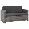 2 Piece Garden Lounge Set with Cushions Poly Rattan Gray(D0102HEJLKW)
