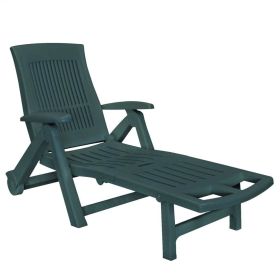 Sun Lounger with Footrest Plastic Green(D0102HEJ2WV)