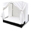Outdoor Lounge Bed with Curtains Poly Rattan Black(D0102HEJI2U)
