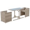 3 Piece Bistro Set with Cushions Poly Rattan Beige(D0102HEJS1A)