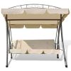 Outdoor Convertible Swing Bench with Canopy Sand White(D0102HEJ22W)