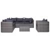 7 Piece Garden Sofa Set with Cushions & Pillows Poly Rattan Gray(D0102HEJQ4U)