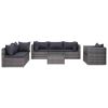 7 Piece Garden Sofa Set with Cushions & Pillows Poly Rattan Gray(D0102HEJQ4U)