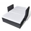 2 Piece Garden Lounge Set with Cushions Poly Rattan Black(D0102HEJI6U)