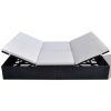 Double Sun Lounger with Cushion Poly Rattan Black(D0102HEJPTY)
