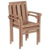 Stackable Garden Chairs 2 pcs Solid Teak Wood(D0102HEJIBY)