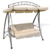Outdoor Convertible Swing Bench with Canopy Sand White(D0102HEJ22W)