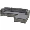 5 Piece Garden Lounge Set with Cushions Poly Rattan Gray(D0102HEJ98G)