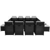 13 Piece Outdoor Dining Set with Cushions Poly Rattan Black(D0102HEJSJA)