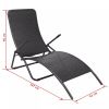 Folding Sun Lounger Poly Rattan Black(D0102HEJI2G)