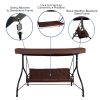 3-Seat Outdoor Steel Converting Patio Swing Canopy Hammock with Cushions / Outdoor Swing Bed(D0102HEG2GU)