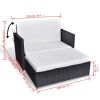 2 Piece Garden Lounge Set with Cushions Poly Rattan Black(D0102HEJI6U)