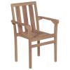 Stackable Garden Chairs 2 pcs Solid Teak Wood(D0102HEJIBY)