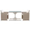 3 Piece Bistro Set with Cushions Poly Rattan Beige(D0102HEJS1A)