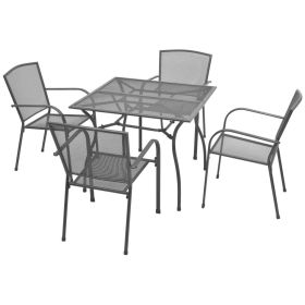 5 Piece Outdoor Dining Set Steel Anthracite(D0102HEJ92A)
