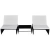 Sun Loungers 2 pcs with Table Poly Rattan Black(D0102HEJI6G)