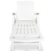 Sun Lounger with Footrest Plastic White(D0102HEJ2WA)