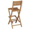 Folding Outdoor Bar Stools 2 pcs Solid Teak Wood(D0102HEJGSV)