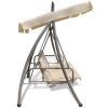 Outdoor Convertible Swing Bench with Canopy Sand White(D0102HEJ22W)
