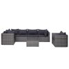 7 Piece Garden Sofa Set with Cushions & Pillows Poly Rattan Gray(D0102HEJQ4U)