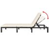 Sun Lounger with Cushion Poly Rattan Black(D0102HEJ9NV)