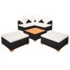 6 Piece Garden Lounge Set with Cushions Poly Rattan Black(D0102HEJ9JG)