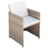 11 Piece Outdoor Dining Set with Cushions Poly Rattan Beige(D0102HEJSD7)