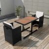 3 Piece Bistro Set with Cushions Poly Rattan Black(D0102HEJS1V)