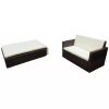 2 Piece Garden Lounge Set with Cushions Poly Rattan Brown(D0102HEJ9LY)